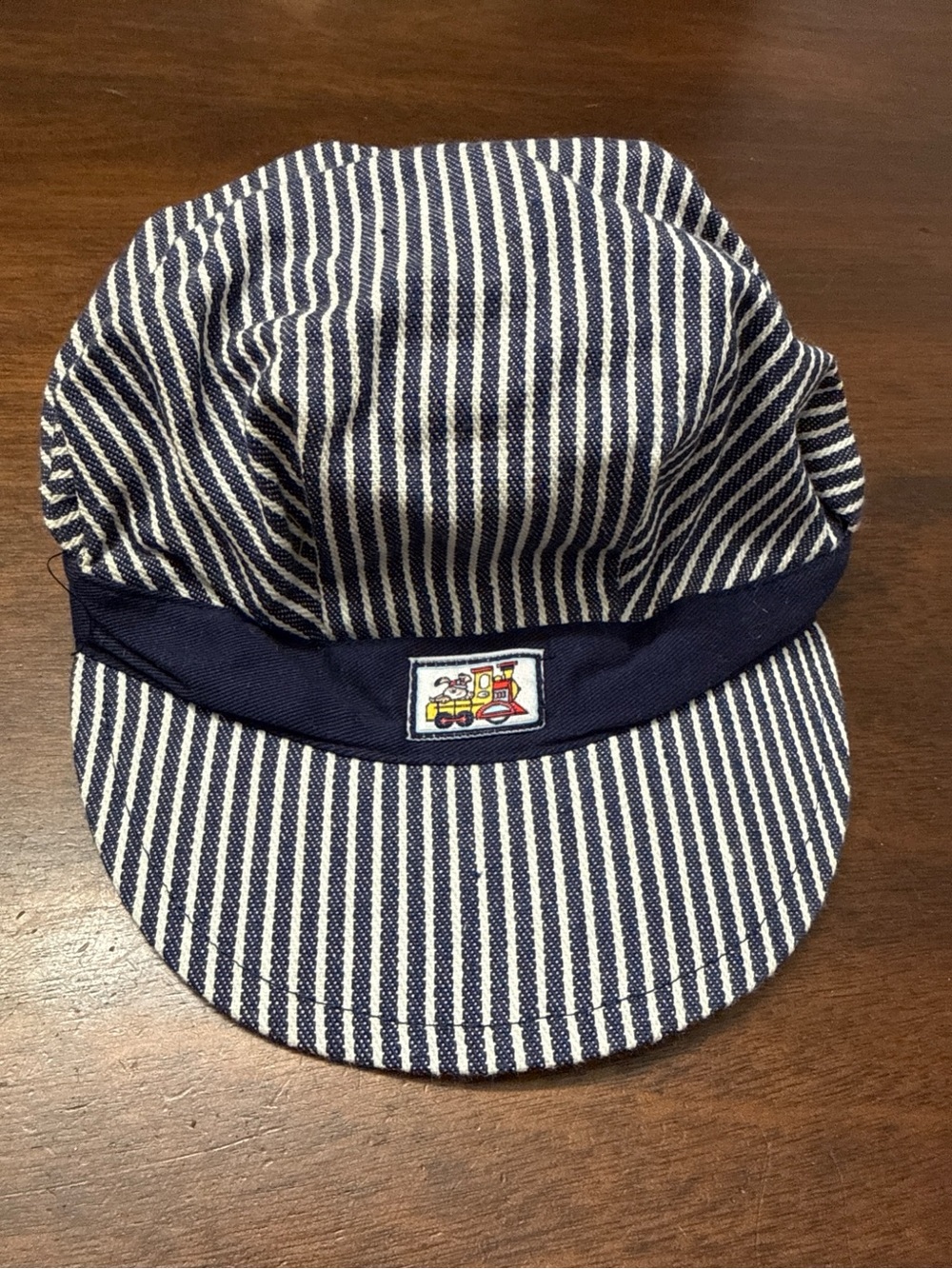 Vintage Kids Railroad Engineer Hat 12M Hickory Stripe Train Cap